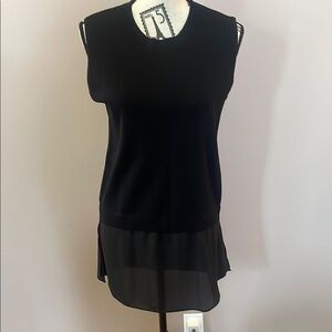 Bailey 44 Black Sleeveless Top with Sheer Hem